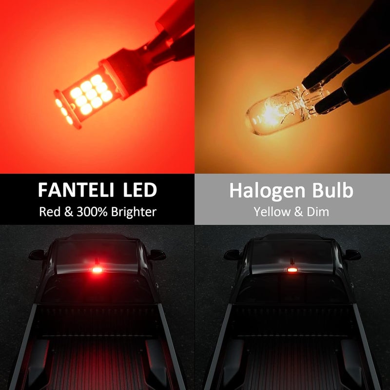 FANTELI 912 921 LED Bulb Red, Third Brake Center High Mount Stop Light, Canbus Error Free T15 906 904 W16W LED Bulb Red 3rd Brake Tail Lights For Cars/Truck, 300% Brighter Non-Polarity, Pack of 2 - Image 3